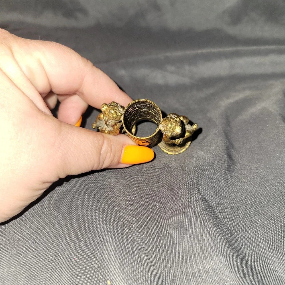 Vintage Brass cherub lipstick holder from the 1940's Vanity Cosmetics Beauty